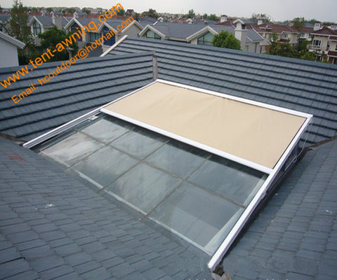 China Durable Glass Room Sunshade Aluminum Motorized Romote Control Skylight  Awning Conservatory Roof supplier