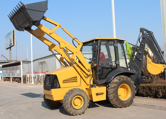 China Low Emission 4WD Tractor With Backhoe And Loader Loading Bucket 1.0 CBM supplier