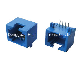 China Mini RJ45 connectors, right angled, tab-up, blue housing supplier