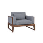 Chinese modern style Joyful ever furniture Hotel lobby sofa by Walnut wood with Movable fabric cushion supplier