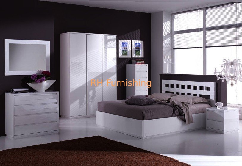 Nice Looking White Bed+Dresser+Wardrobe supplier