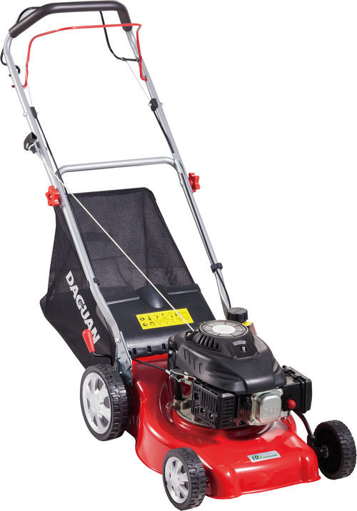 Red Self Propelled Petrol Lawn Mower Small Petrol Mower 6 Inch Wheel