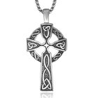 925 Silver Plated Titanium Stainless Steel Cross Pendant Vintage Old Necklace (SP205)