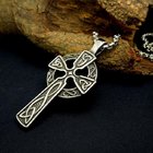 925 Silver Plated Titanium Stainless Steel Cross Pendant Vintage Old Necklace (SP205)