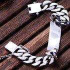 Men Heavy Sterling Silver Chunky Chain Link ID Bracelet (056607)