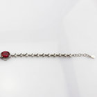 Fashion Jewellery Silver Link Bracelet with 7x9mm Created Ruby and Clear Cubic Zircon(H13)