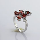 925 Silver Ruby  Four Leaf Clover Gemstone Ring (SRJ-714)
