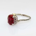 18k Rose Gold Plated Silver 7x9mm Oval Created  Ruby Gemstone Ring  (T64)