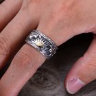 Mens 925 Sterling Silver Band Ring Antique Engraving Silver Ring (054020)