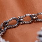 Handmade Sterling Silver Chain Link Phoenixes Synthetic Garnet Charm Women Bracelet (014902)