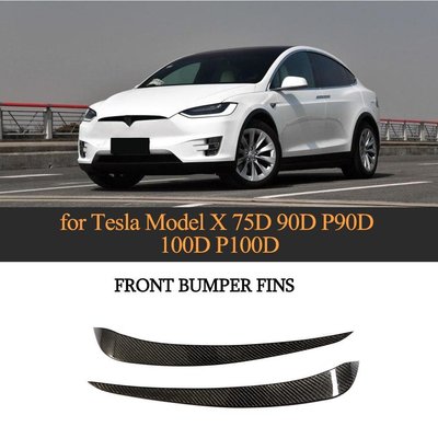 Carbon Fiber Front Bumper Lip Diffuser Splitter Fins Body Spoiler Canards Valence Chin for Tesla Model X 2016-2018