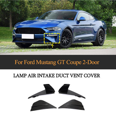 Carbon Fiber Fog Lamp Air Intake Duct Vent Cover for Ford Mustang GT Coupe 2-Door 2018-2019