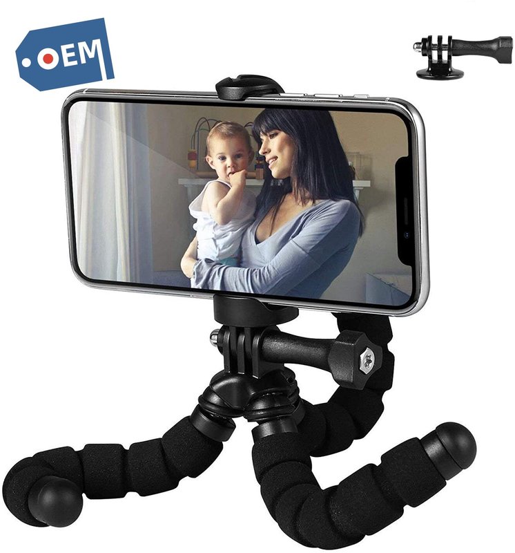 Phone Tripod, Flexible Tripods with Universal Clip for iOS and Android Smartphone, Mini Portable Tripod Stand Holder Com