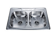 WY3322 fregadero stainless steel double bowl round kitchen sink with overflow