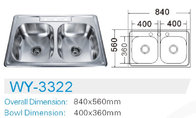 WY3322 fregadero stainless steel double bowl round kitchen sink with overflow
