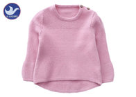 Shoulder Buttons Closure Girls Pullover Sweaters High - Low Trumpet Sleeves