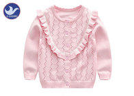 Zig Pointelle Girls Cable Knit Cardigan Sweater Ruffle Edges Children Knitting Garment