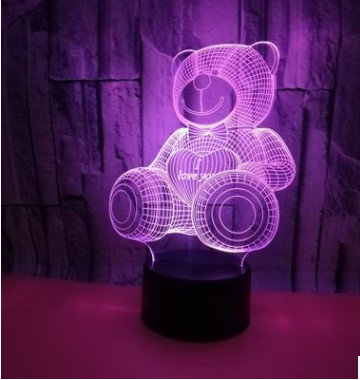 3D LED Hot Sale 3D Heart Bear Kids Night Light for Baby night light