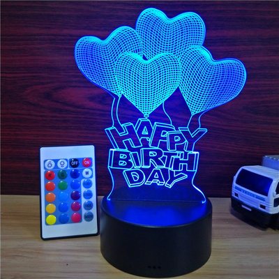 Bedroom decor 3D LED RGB 7 colors changing illusion visual desk lamp night light in bulk