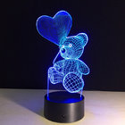 Acrylic heart shape LED 3D Visual Lamp manufacture love heart shape 3d led mini night light for kids gift
