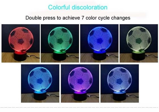 Acrylic heart football shape LED 3D Visual Lamp manufacture 3d led mini night light for kids gift