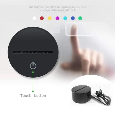 Hot sale 3D Illusion Victory Gesture Touch Control 7 Colors Change Night Light with USB Charger For Kids Christmas