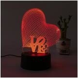 Love & Heart Shape LED 3D Optical Illusion Smart 7 Colors Night Light Table Lamp night light