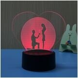 Hot sales Home decorate 3D Illusion Sweet heart  Plug Powered Dimmable LED Desk Lamp Night Light Wholesales