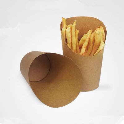 China Disposable kraft paper french fries cup, french fries scoop cup supplier