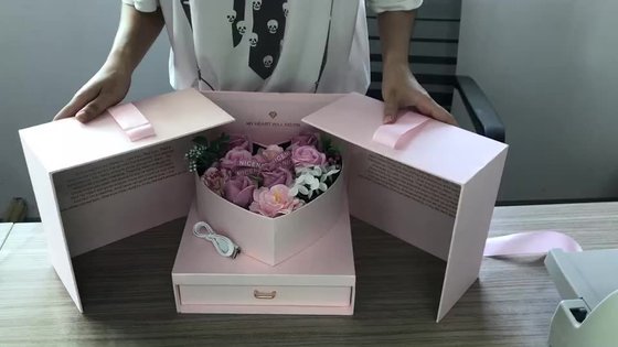 China BIRTHDAY SET LUXE HEART SHAPE INVIT ROSE FLOWER JEWELRI WHOLESALE BROCHURE SCREEN LCD VIDEO GIFT BOX supplier