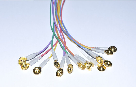 China Gold Plated Flexible EEG Electrodes DIN1.5 Socket Colorful Cable For EEG Machine supplier
