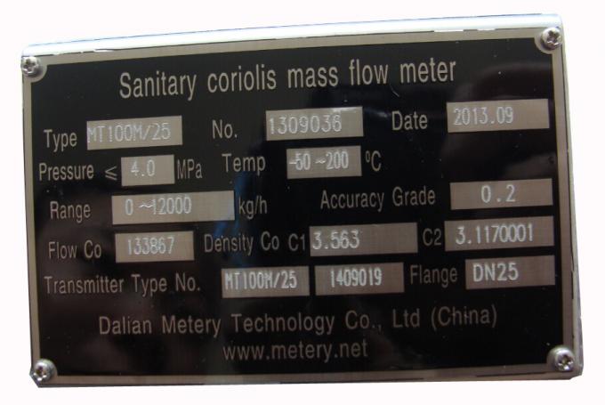 Sanitary coriolis mass flow meter MT100M/25 tri-clamp connection from METERY TECH.
