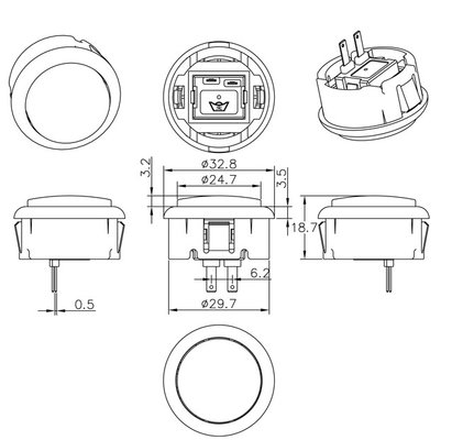 USD0.29---24mm Round-Locking Push Button with built-in switch