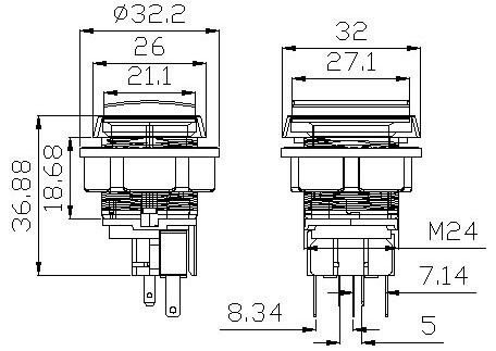 USD0.79---32*26mm Rectangular Illuminated Push Button