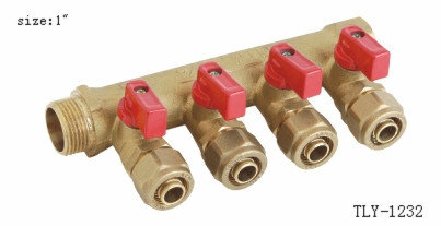 China TLY-1232 1/2&quot;-2&quot; 4 way aluminium pex pipe fitting brass manifolds NPT nickel water oil gas mixer matel plumping joint supplier