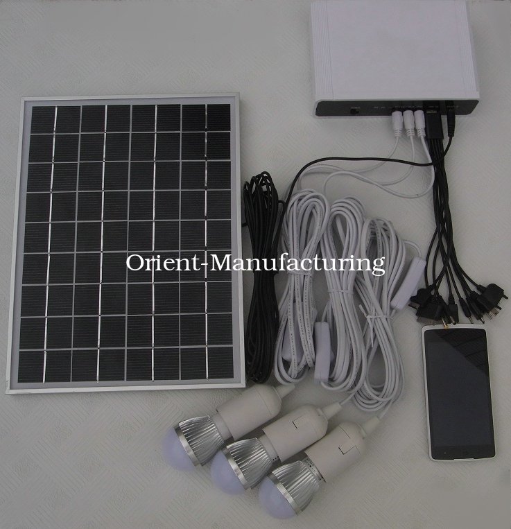 portable  solar power system Lighting Africa free power to load with LED DC bulbs and USB mobile charging