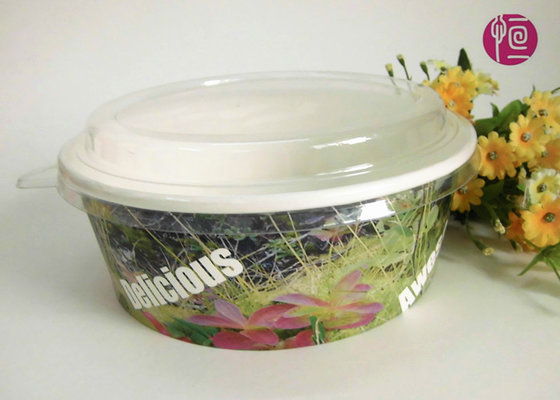 China OEM / ODM Paper Salad Bowls Custom Flower Design With PET Lid supplier