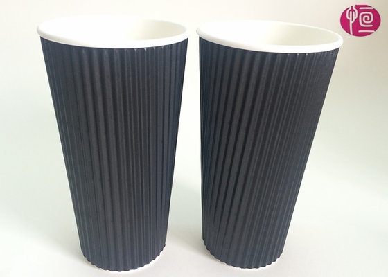 China 24oz Triple Wall Heat Insulated Ripple Paper Cup With Lid / FDA Certificated supplier