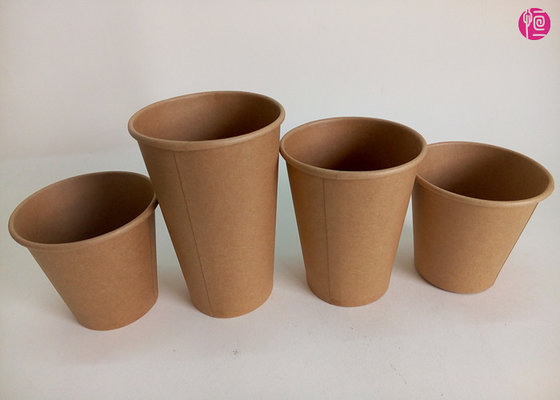 China BRC Hot Single Wall Paper Cups 8oz 12oz 16oz brown paper coffee cups supplier