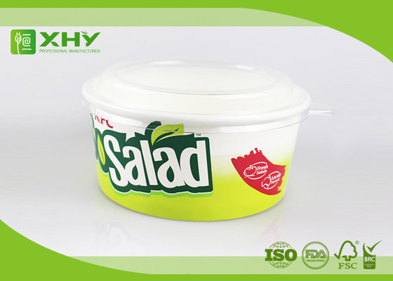 China 800ml 32oz  Eco Green Fruit Salad Disposable Food Grade Paper Food Box With PET Lid supplier