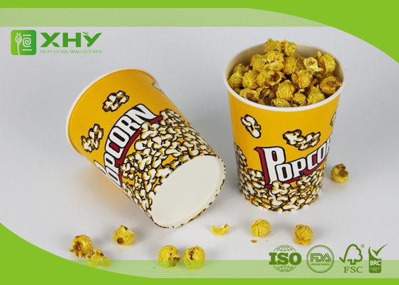 China 24oz to 170oz Paper Popcorn Buckets 100% food grade , disposable paper popcorn cup and bucket supplier
