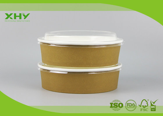 China Brown Colored Takeaway Custom Printed Paper Salad Bowls , Disposable Paper Food Containers supplier