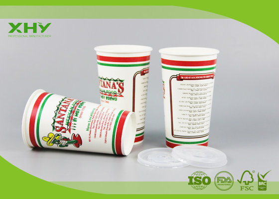 China 32oz FDA Certificated Custom Logo Printed Disposable Cold Paper Cups with Lids supplier