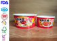 Red Paper Rice Bowl With Plastic Lid , Disposable Paper Bowls For Hot Soup supplier