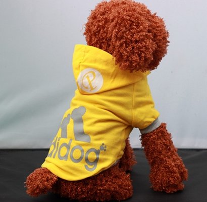 100% cotton poodle Small Dog Hooded Sweatshirts yellow color XS , S - 9XL