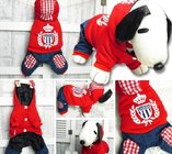 Customized Animal Dog Boy Check Clothes Jane Trousers Sasual Pet Wear for autumn