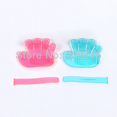 Plastic Pet dog bath brush grooming tool pink / light blue color