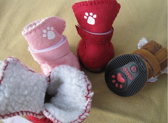 XXL Warm pink pet dog shoes for autumn / winter cute dog shoes