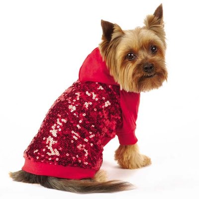 Sequin Dog Pullover Sweatshirt Red / Custom Dog Hoodies apparel for small dogs