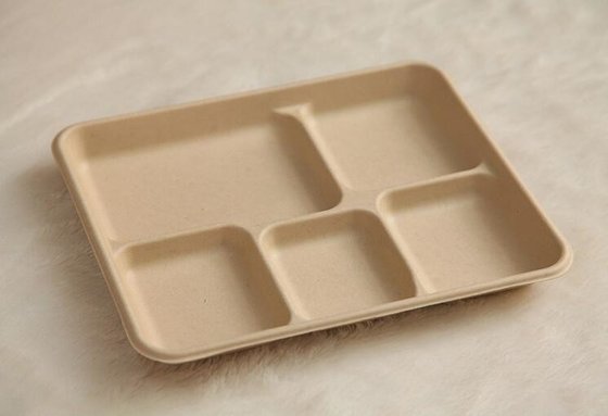 5 compartments Biodegradable Straw pulp food containers paper food trays supplier